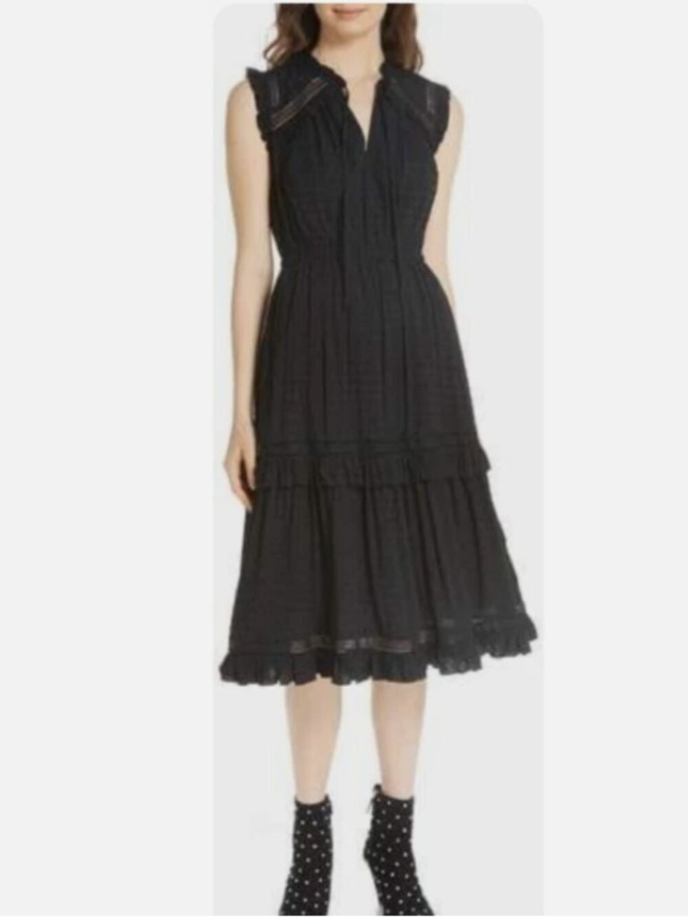 Kate Spade New York Sleeveles Midi Women's Dress Black Size S 100% Cotton
